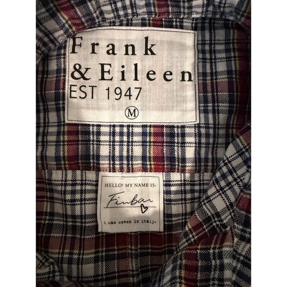 Frank & Eileen Finbar Red Black Navy Plaid Flannel Long Sleeve Button Down M - Picture 5 of 7